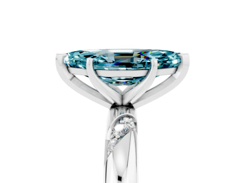 White gold Marquise Cut Solitaire Diamond Engagement Ring with Twisted Pave Band and Four-Prong Setting_5