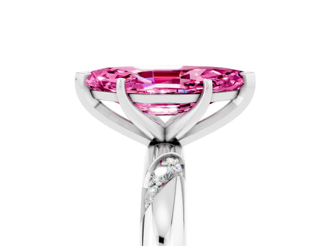 White gold Marquise Cut Solitaire Diamond Engagement Ring with Twisted Pave Band and Four-Prong Setting_5