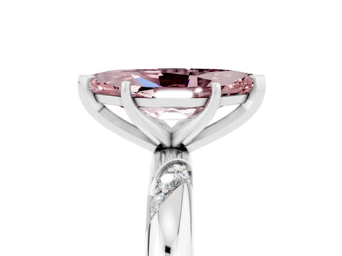 White gold Marquise Cut Solitaire Diamond Engagement Ring with Twisted Pave Band and Four-Prong Setting_5