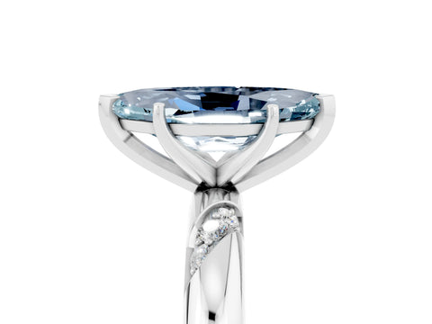 White gold Marquise Cut Solitaire Diamond Engagement Ring with Twisted Pave Band and Four-Prong Setting_5
