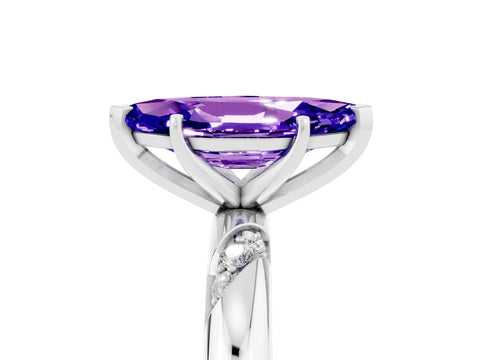 White gold Marquise Cut Solitaire Diamond Engagement Ring with Twisted Pave Band and Four-Prong Setting_5