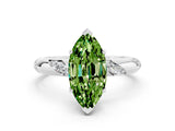 White gold Marquise Cut Solitaire Diamond Engagement Ring with Twisted Pave Band and Four-Prong Setting