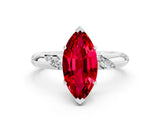 White gold Marquise Cut Solitaire Diamond Engagement Ring with Twisted Pave Band and Four-Prong Setting