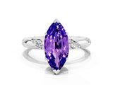 White gold Marquise Cut Solitaire Diamond Engagement Ring with Twisted Pave Band and Four-Prong Setting