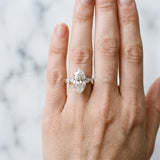 White gold Marquise Cut Solitaire Diamond Ring with Pave Band and Four-Prong Setting_342