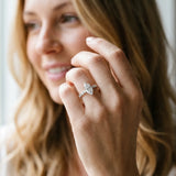White gold Marquise Cut Solitaire Diamond Ring with Pave Band and Four-Prong Setting_344