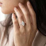 White gold Marquise Cut Solitaire Diamond Ring with Pave Band and Four-Prong Setting_6