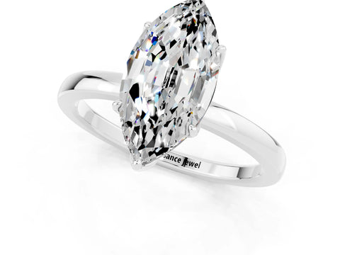 White gold Marquise Cut Solitaire Diamond Ring with Thin Band and Four-Prong Setting_1