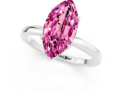 White gold Marquise Cut Solitaire Diamond Ring with Thin Band and Four-Prong Setting_1