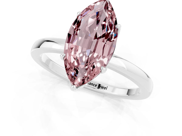 Platinum Marquise Cut Solitaire Diamond Ring with Thin Band and Four-Prong Setting