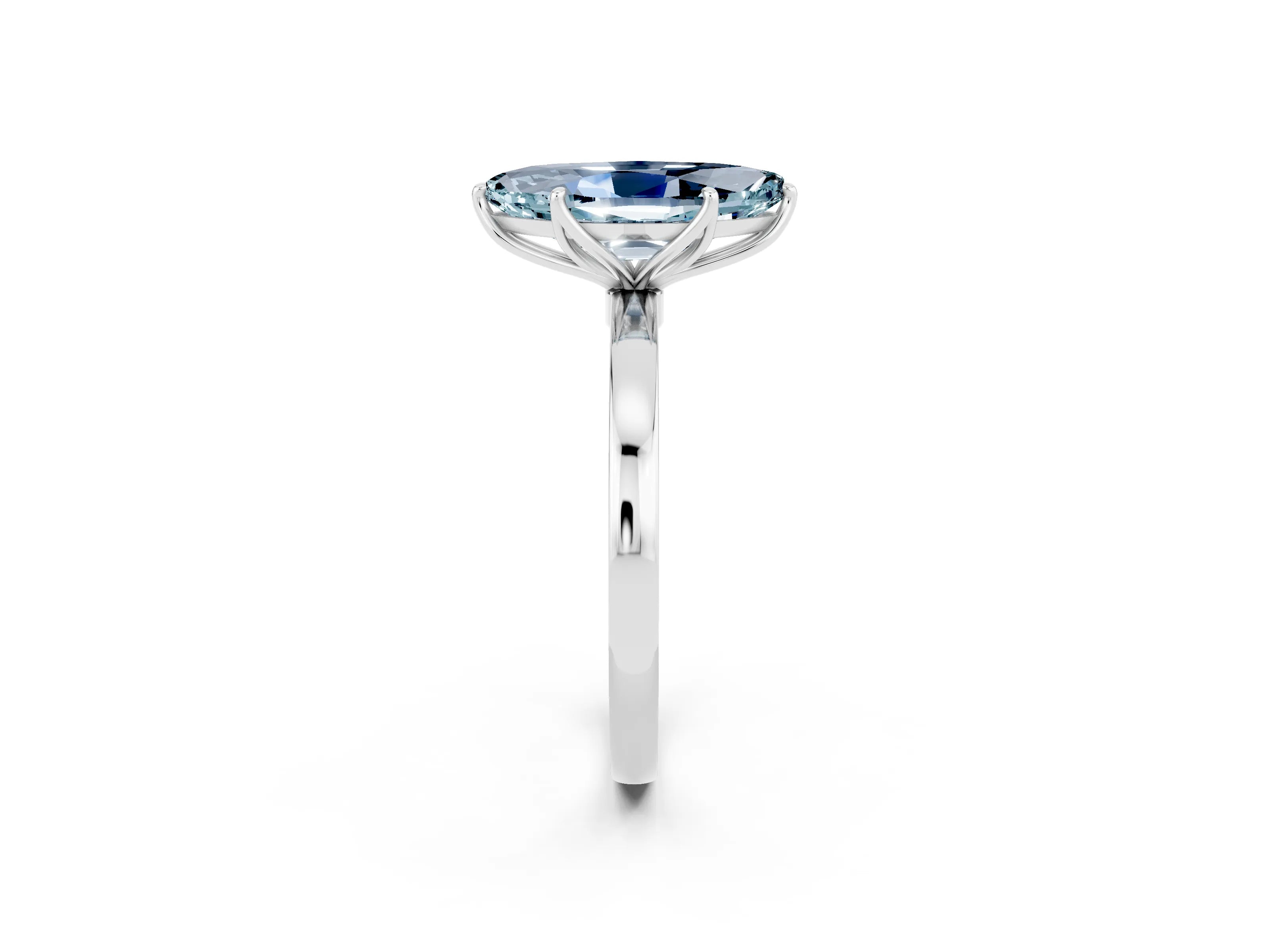 White gold Marquise Cut Solitaire Diamond Ring with Thin Band and Four-Prong Setting_2