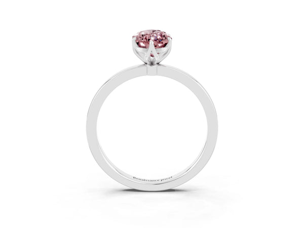 Platinum Marquise Cut Solitaire Diamond Ring with Thin Band and Four-Prong Setting
