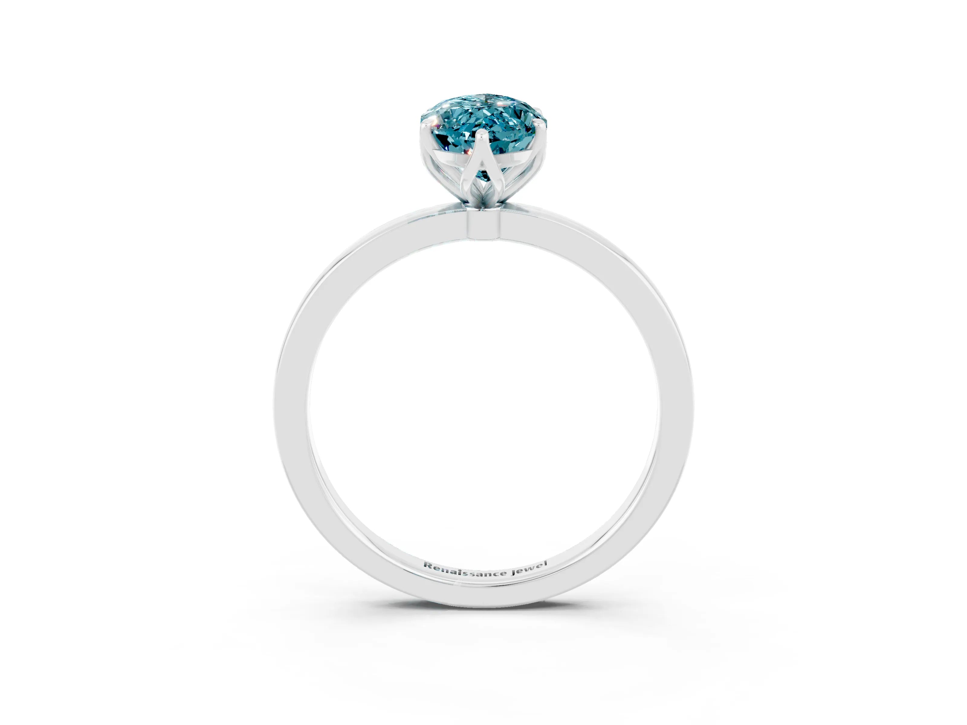 White gold Marquise Cut Solitaire Diamond Ring with Thin Band and Four-Prong Setting_3