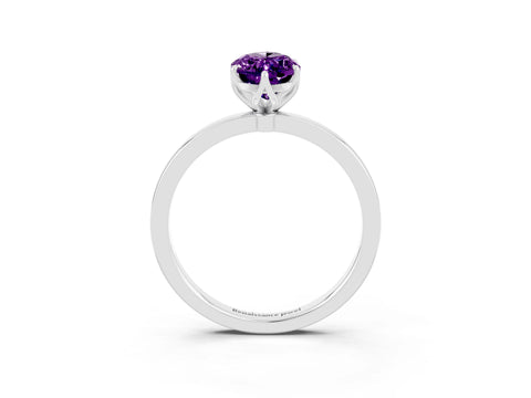 White gold Marquise Cut Solitaire Diamond Ring with Thin Band and Four-Prong Setting_3