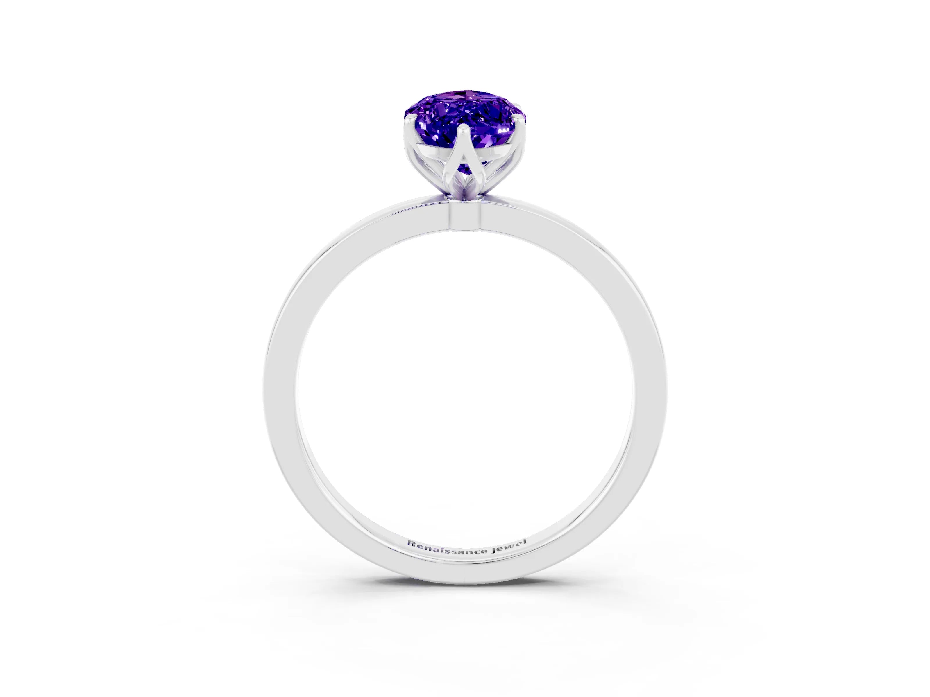 White gold Marquise Cut Solitaire Diamond Ring with Thin Band and Four-Prong Setting_3