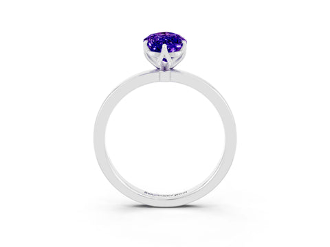 White gold Marquise Cut Solitaire Diamond Ring with Thin Band and Four-Prong Setting_3