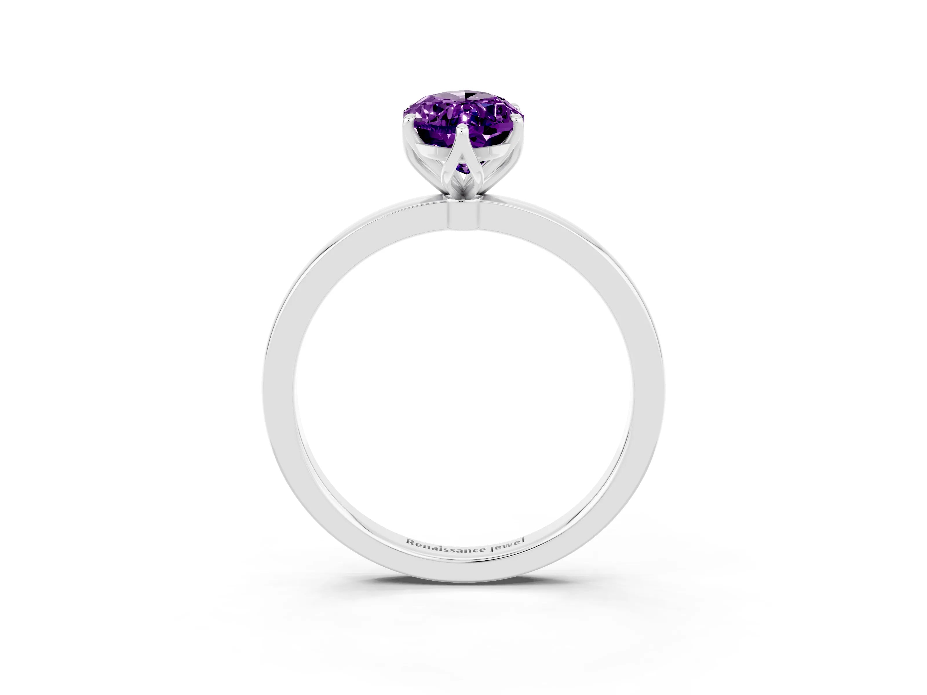 White gold Marquise Cut Solitaire Diamond Ring with Thin Band and Four-Prong Setting_3