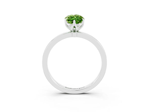 Silver Marquise Cut Solitaire Diamond Ring with Thin Band and Four-Prong Setting