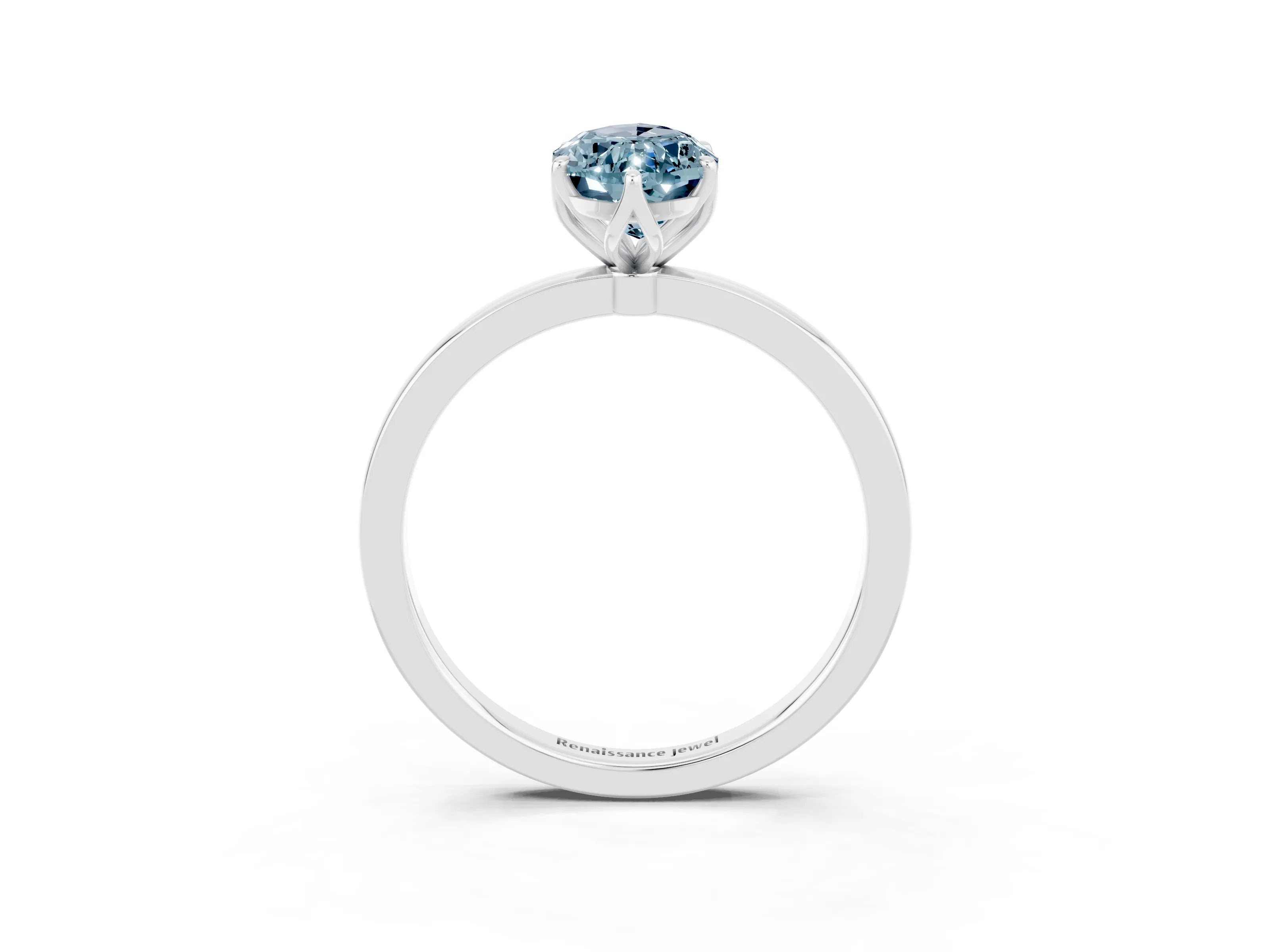 White gold Marquise Cut Solitaire Diamond Ring with Thin Band and Four-Prong Setting_3