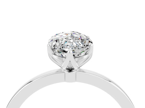 White gold Marquise Cut Solitaire Diamond Ring with Thin Band and Four-Prong Setting_4
