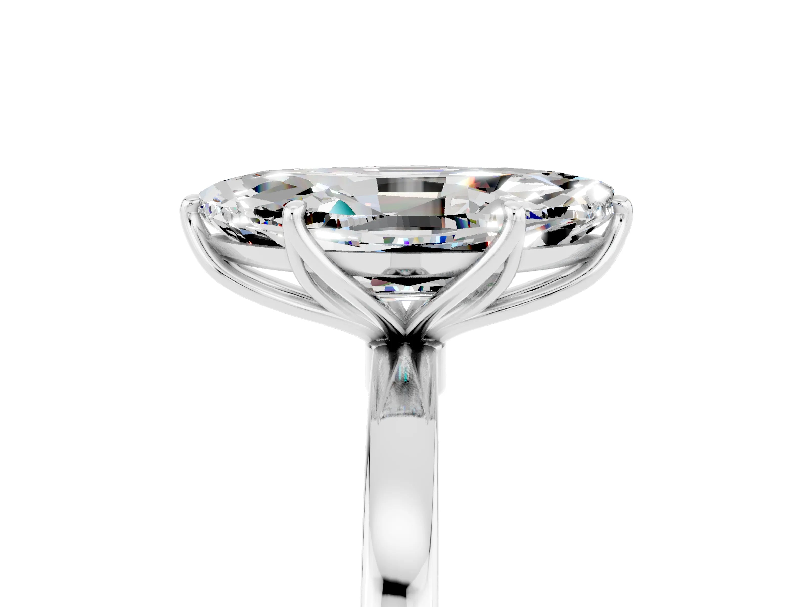 White gold Marquise Cut Solitaire Diamond Ring with Thin Band and Four-Prong Setting_5