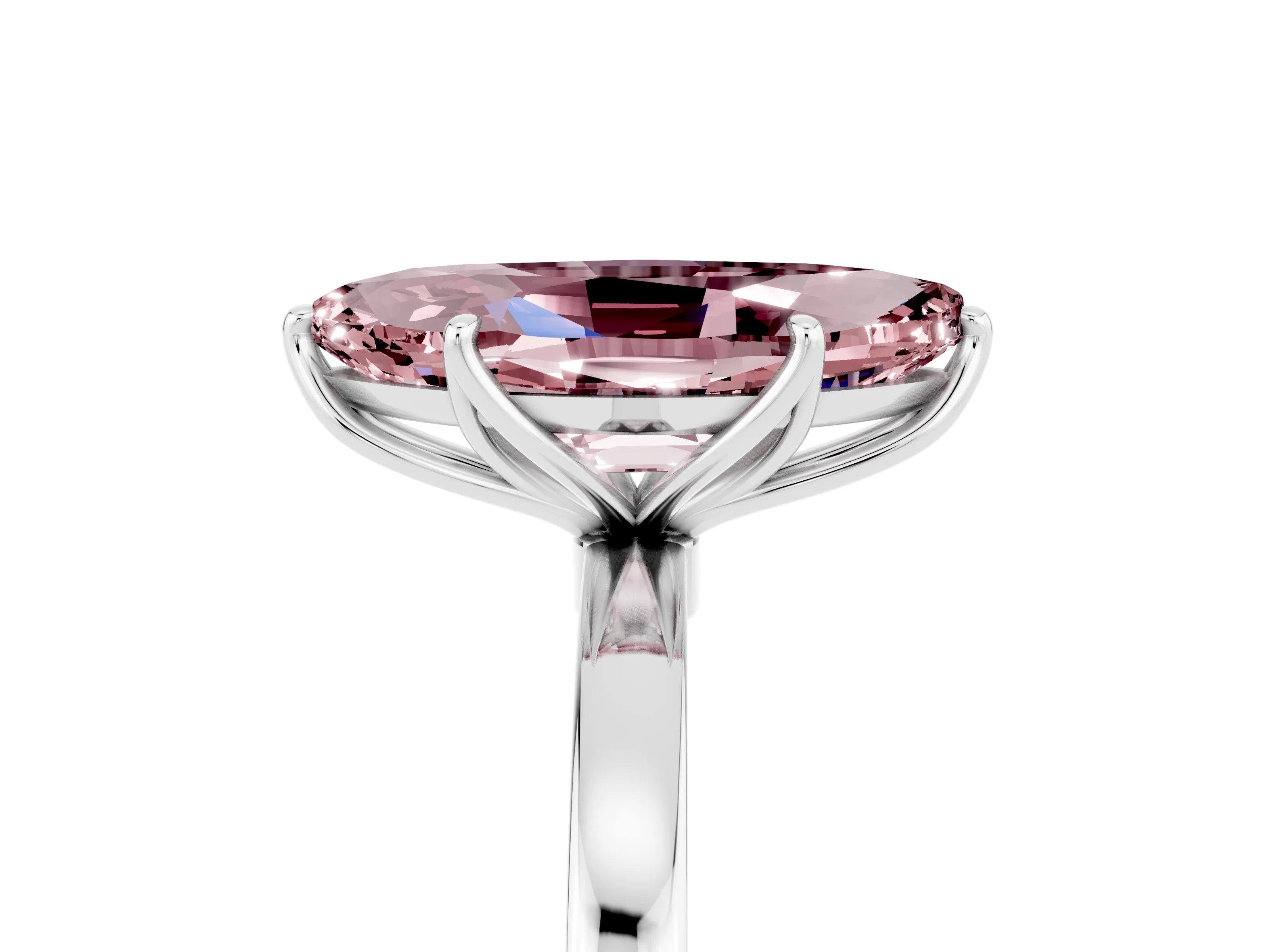 White gold Marquise Cut Solitaire Diamond Ring with Thin Band and Four-Prong Setting_5