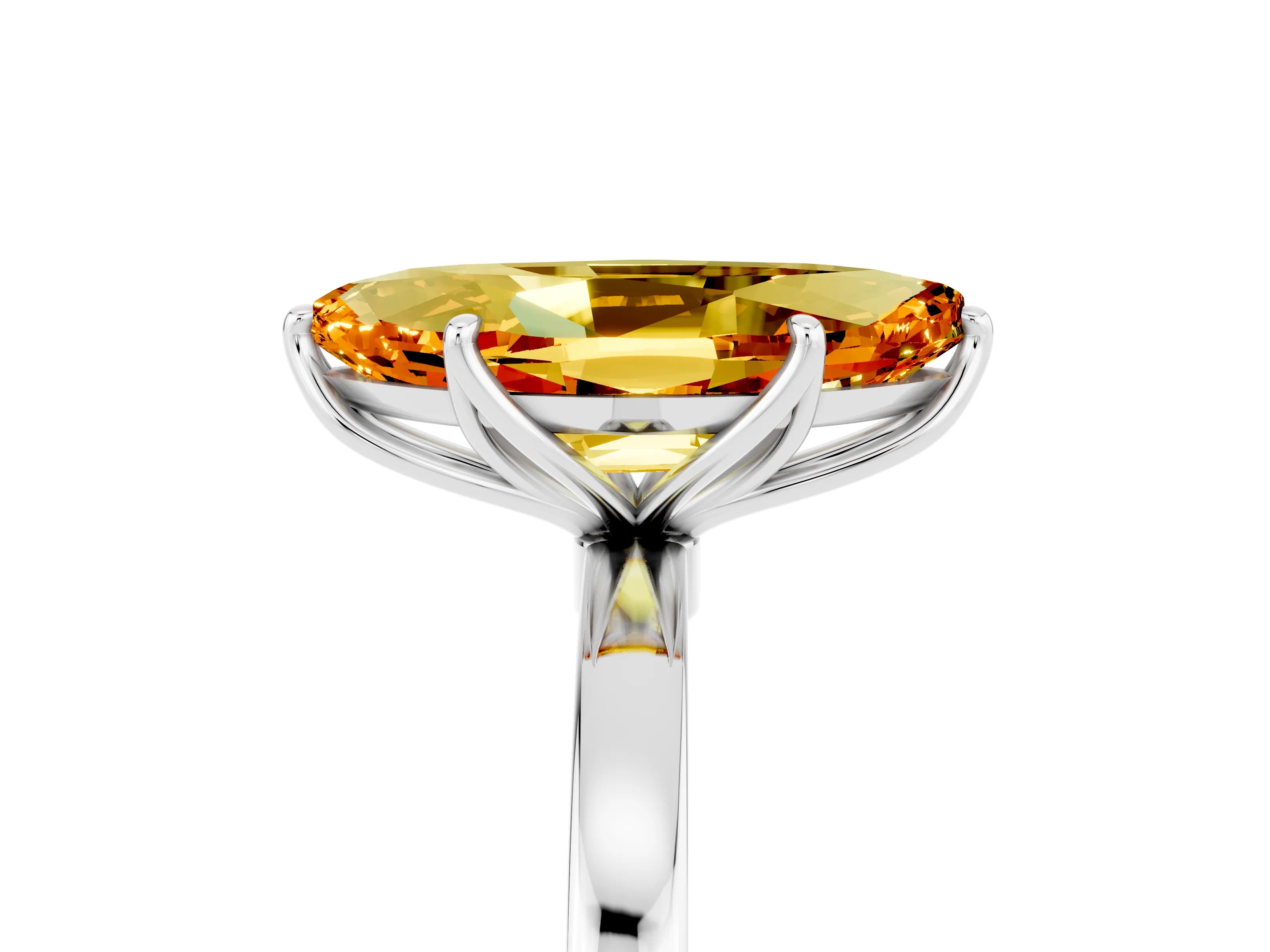 White gold Marquise Cut Solitaire Diamond Ring with Thin Band and Four-Prong Setting_5