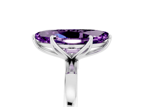 White gold Marquise Cut Solitaire Diamond Ring with Thin Band and Four-Prong Setting_5