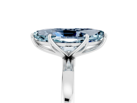 White gold Marquise Cut Solitaire Diamond Ring with Thin Band and Four-Prong Setting_5