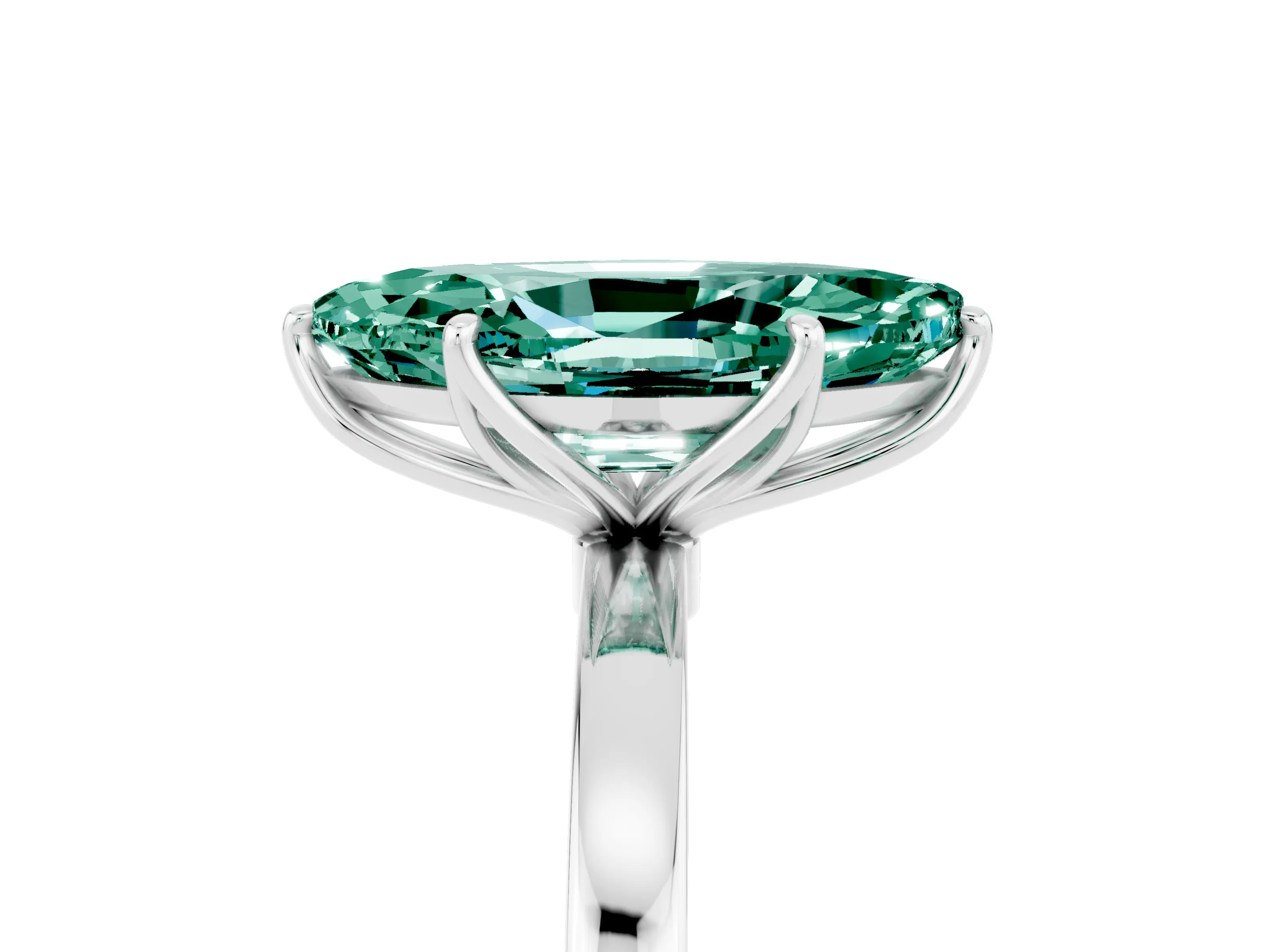 White gold Marquise Cut Solitaire Diamond Ring with Thin Band and Four-Prong Setting_5