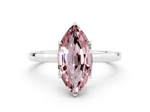 White gold Marquise Cut Solitaire Diamond Ring with Thin Band and Four-Prong Setting