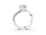 White gold Marquise Cut Solitaire Diamond Twist Band with Pavé Setting and Four-Prong Setting_10
