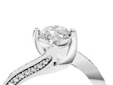 White gold Marquise Cut Solitaire Diamond Twist Band with Pavé Setting and Four-Prong Setting_11