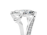 White gold Marquise Cut Solitaire Diamond Twist Band with Pavé Setting and Four-Prong Setting_12