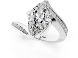 White gold Marquise Cut Solitaire Diamond Twist Band with Pavé Setting and Four-Prong Setting_8