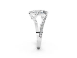 White gold Marquise Cut Solitaire Diamond Twist Band with Pavé Setting and Four-Prong Setting_9