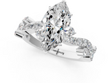 White gold Marquise Cut Solitaire Diamond Twisted Band with Pave Setting_87