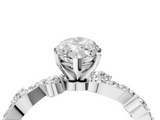 White gold Marquise Cut Solitaire Diamond Twisted Band with Pave Setting_90