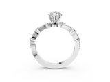White gold Marquise Cut Solitaire Diamond Twisted Band with Pave Setting_95