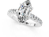 White gold Marquise Cut Solitaire Diamond with Pavé Band and Four-Prong Setting_1