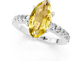White gold Marquise Cut Solitaire Diamond with Pavé Band and Four-Prong Setting_1