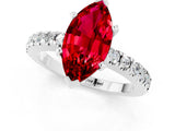White gold Marquise Cut Solitaire Diamond with Pavé Band and Four-Prong Setting_1