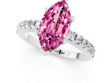 White gold Marquise Cut Solitaire Diamond with Pavé Band and Four-Prong Setting_1