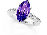 White gold Marquise Cut Solitaire Diamond with Pavé Band and Four-Prong Setting_1