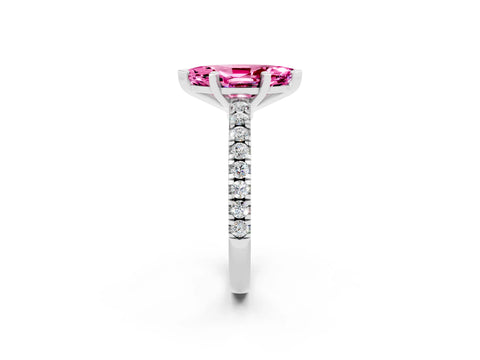 White gold Marquise Cut Solitaire Diamond with Pavé Band and Four-Prong Setting_2