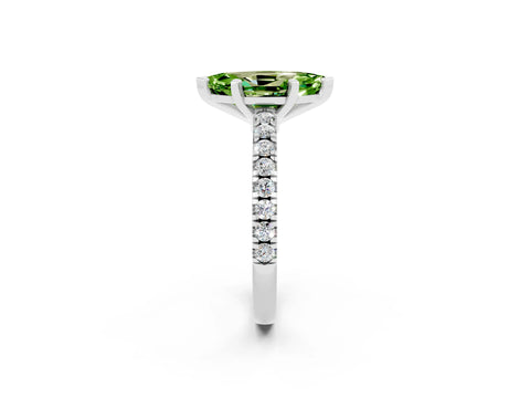 White gold Marquise Cut Solitaire Diamond with Pavé Band and Four-Prong Setting_2