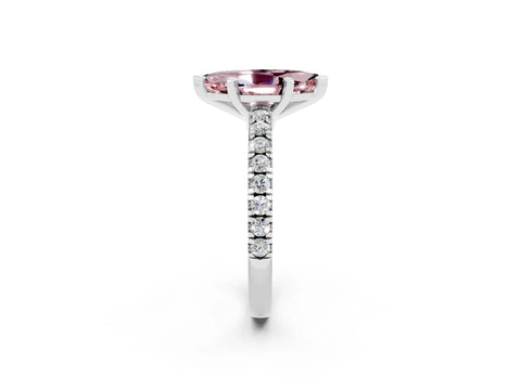 White gold Marquise Cut Solitaire Diamond with Pavé Band and Four-Prong Setting_2
