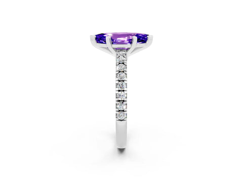 White gold Marquise Cut Solitaire Diamond with Pavé Band and Four-Prong Setting_2