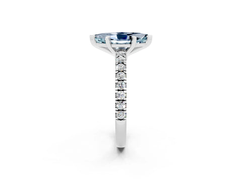 White gold Marquise Cut Solitaire Diamond with Pavé Band and Four-Prong Setting_2