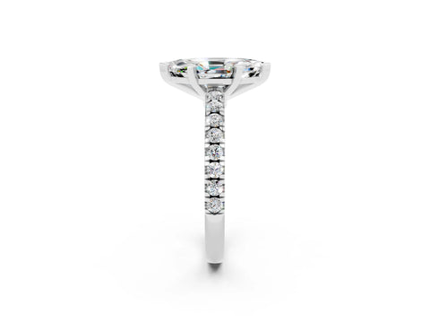 White gold Marquise Cut Solitaire Diamond with Pavé Band and Four-Prong Setting_2